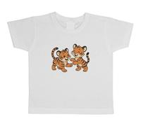 Azeeda 12-13 Years 'Playful Tiger Cubs' Children's/Kid's T-Shirt (White) (TS00549627)