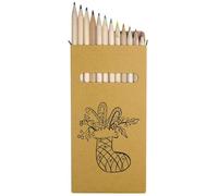 Azeeda 12 x 'Christmas Stocking With Candy Canes And Holly' Long 178mm Coloured Pencils/Pencil Set (PE00086731)
