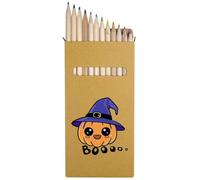 Azeeda 12 x 'Colorful Halloween Pumpkin In A Hat Kawaii ' Long 178mm Coloured Pencils/Pencil Set (PE00083815)