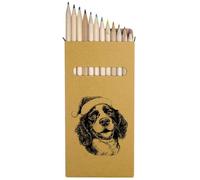 Azeeda 12 x 'English Springer Spaniel Wearing Santa Hat' Long 178mm Coloured Pencils/Pencil Set (PE00086245)