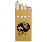 Azeeda 12 x 'Skull Girl with Flowers in Hair' Long 178mm Coloured Pencils/Pencil Set (PE00086501)