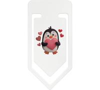 Azeeda 141mm 'Cute Penguin Holding Heart' Giant Plastic Paper Clip (CC00111115)