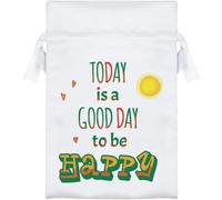 Azeeda 15cm 'A Good Day To Be Happy' Satin Drawstring Bag/Pouch (SB00132505)