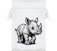 Azeeda 15cm 'Baby Rhino' Satin Drawstring Bag/Pouch (SB00154965)