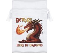 Azeeda 15cm 'Beware Here Be Dragons' Satin Drawstring Bag/Pouch (SB00154449)