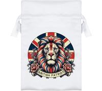 Azeeda 15cm 'British Patriot Lion Emblem' Satin Drawstring Bag/Pouch (SB00126901)