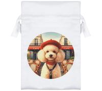 Azeeda 15cm 'Chic French Poodle' Satin Drawstring Bag/Pouch (SB00127657)