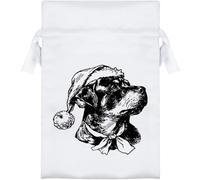 Azeeda 15cm 'Christmas Rottweiler Portrait' Satin Drawstring Bag/Pouch (SB00138841)