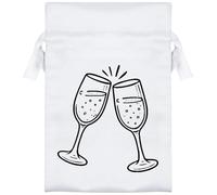 Azeeda 15cm 'Clinking Celebration Glasses' Satin Drawstring Bag/Pouch (SB00127365)