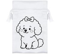 Azeeda 15cm 'Cute Bichon Frise Dog' Satin Drawstring Bag/Pouch (SB00129293)