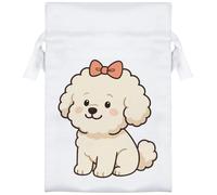 Azeeda 15cm 'Cute Bichon Frise Dog' Satin Drawstring Bag/Pouch (SB00129297)