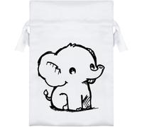Azeeda 15cm 'Cute Elephant Sitting' Satin Drawstring Bag (SB00162604)