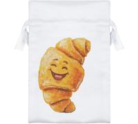 Azeeda 15cm 'Cute Happy Croissant ' Satin Drawstring Bag/Pouch (SB00133281)