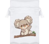 Azeeda 15cm 'Cute Happy Koala on Branch' Satin Drawstring Bag/Pouch (SB00158056)