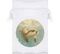 Azeeda 15cm 'Cute Otter Swimming' Satin Drawstring Bag/Pouch (SB00151213)