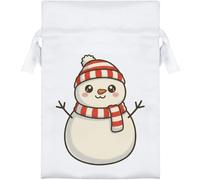 Azeeda 15cm 'Cute Smiling Snowman ' Satin Drawstring Bag/Pouch (SB00136529)