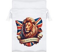 Azeeda 15cm 'Dear Old Blighty British Lion' Satin Drawstring Bag/Pouch (SB00154685)
