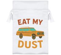 Azeeda 15cm 'Eat My Dust Station Wagon Car Design' Satin Drawstring Bag/Pouch (SB00130141)