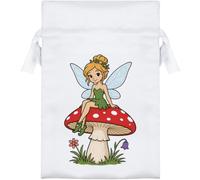 Azeeda 15cm 'Fairy on a Mushroom ' Satin Drawstring Bag/Pouch (SB00159364)