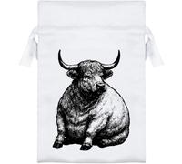 Azeeda 15cm 'Fat Highland Cow ' Satin Drawstring Bag/Pouch (SB00159684)