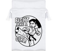 Azeeda 15cm 'Fight Like a Girl' Satin Drawstring Bag/Pouch (SB00126109)