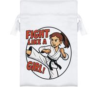 Azeeda 15cm 'Fight Like a Girl' Satin Drawstring Bag/Pouch (SB00126113)