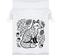 Azeeda 15cm 'Folk Style Woodland Fox' Satin Drawstring Bag/Pouch (SB00148265)