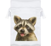 Azeeda 15cm 'Funny Raccoon' Satin Drawstring Bag/Pouch (SB00153461)