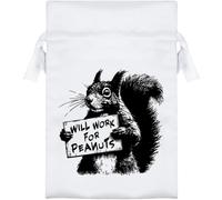 Azeeda 15cm 'Funny Squirrel Work For Peanuts' Satin Drawstring Bag/Pouch (SB00127337)