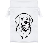 Azeeda 15cm 'Golden Retriever Dog With A Tennis Ball' Satin Drawstring Bag/Pouch (SB00130073)