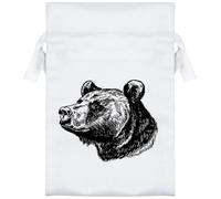 Azeeda 15cm 'Grizzly Bear Portrait' Satin Drawstring Bag/Pouch (SB00128973)