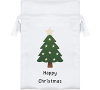 Azeeda 15cm 'Happy Christmas Tree' Satin Drawstring Bag/Pouch (SB00160380)