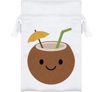 Azeeda 15cm 'Happy Coconut Drink' Satin Drawstring Bag/Pouch (SB00156841)