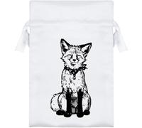 Azeeda 15cm 'Happy Smiling Fox Sitting' Satin Drawstring Bag/Pouch (SB00145565)