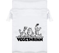 Azeeda 15cm 'Happy Vegetarian' Satin Drawstring Bag/Pouch (SB00155029)