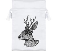 Azeeda 15cm 'Jackalope Portrait' Satin Drawstring Bag/Pouch (SB00140609)
