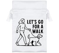 Azeeda 15cm 'Lets Go For A Walk Dog' Satin Drawstring Bag/Pouch (SB00125689)