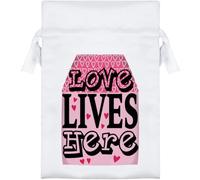 Azeeda 15cm 'Love Lives Here' Satin Drawstring Bag/Pouch (SB00144801)