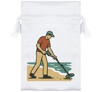 Azeeda 15cm 'Man Metal Detecting' Satin Drawstring Bag/Pouch (SB00126405)