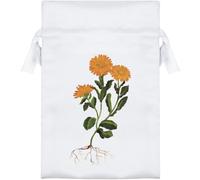 Azeeda 15cm 'Marigold Orange Flower Illustration' Satin Drawstring Bag/Pouch (SB00159412)