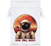 Azeeda 15cm 'Mars Astronaut, One Day Soon' Satin Drawstring Bag/Pouch (SB00122957)
