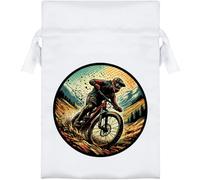Azeeda 15cm 'Muddy Mountain Biker' Satin Drawstring Bag/Pouch (SB00146801)