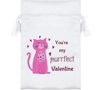 Azeeda 15cm 'My Purrfect Valentine' Satin Drawstring Bag/Pouch (SB00139397)