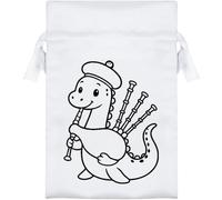 Azeeda 15cm 'Nessie Playing Bagpipes' Satin Drawstring Bag/Pouch (SB00134077)