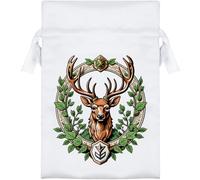 Azeeda 15cm 'Overgrown Decorative Crest with a Stag' Satin Drawstring Bag/Pouch (SB00144533)