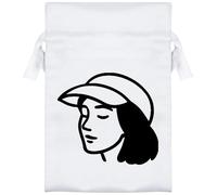 Azeeda 15cm 'Peaceful Woman Wearing a Cap' Satin Drawstring Bag/Pouch (SB00129733)
