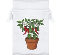 Azeeda 15cm 'Pepper Plant In Pot' Satin Drawstring Bag/Pouch (SB00147217)