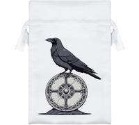 Azeeda 15cm 'Raven on Viking Shield' Satin Drawstring Bag/Pouch (SB00146693)