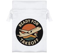 Azeeda 15cm 'Ready For Takeoff' Satin Drawstring Bag/Pouch (SB00126397)