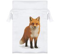 Azeeda 15cm 'Red Fox Standing In Snow' Satin Drawstring Bag/Pouch (SB00130061)